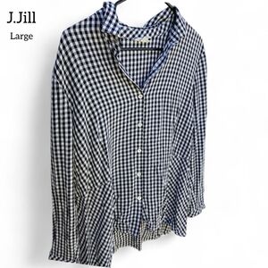 J. Jill Navy and White Checkered Shirt